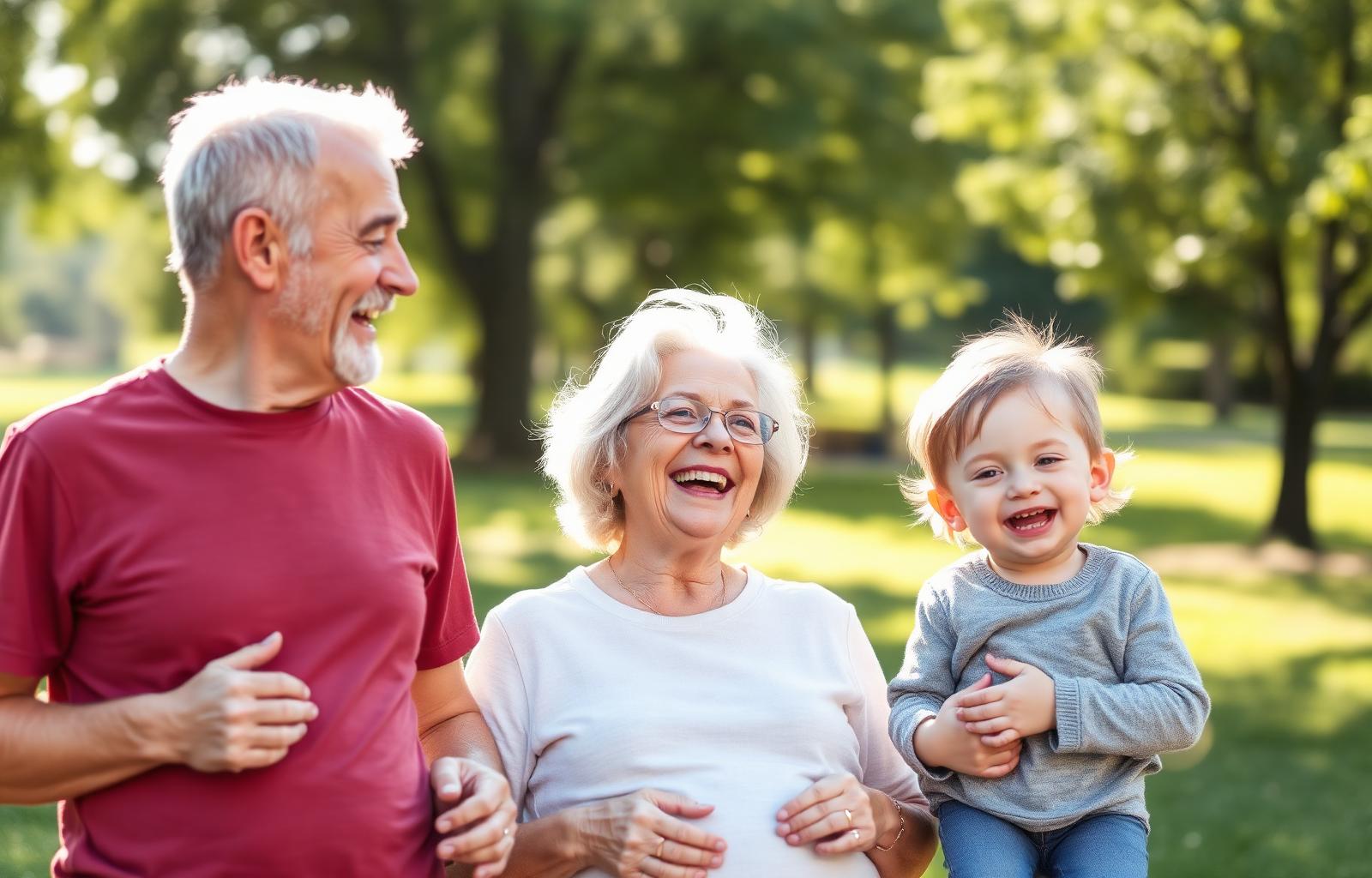 Multigenerational family enjoying a sunlit park together